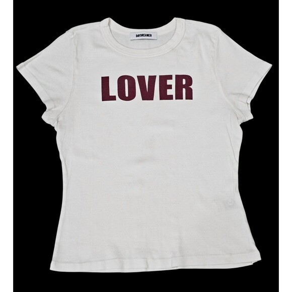 Daydreamer White Lover Tee Shirt Size Large Short Sleeve Top Tshirt Free People - Picture 3 of 13